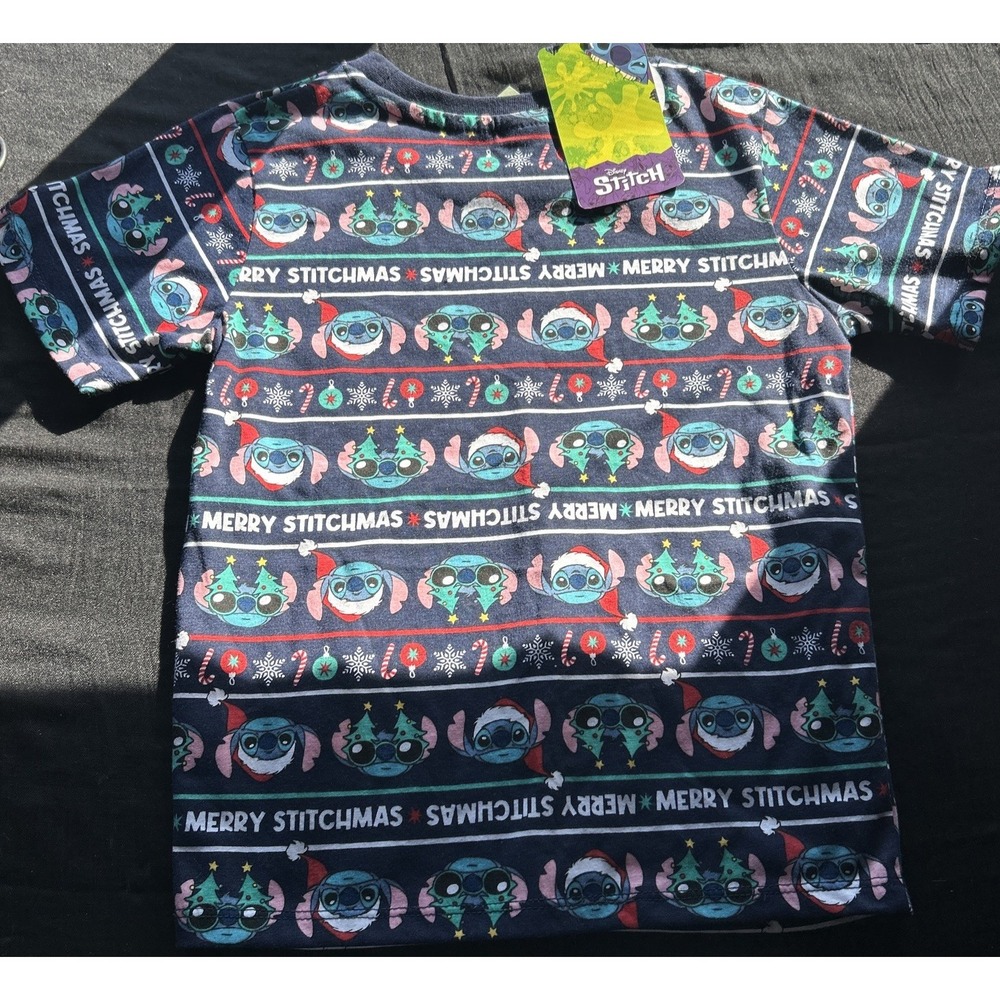 Stitch Christmas PJ Shirt Only Size 6 Kids NWT - Picture 3 of 5
